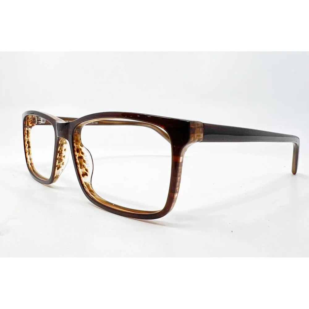 CPE 205 Eyeglass Frames Mens Brown Stripe Rectangular 55-16-140